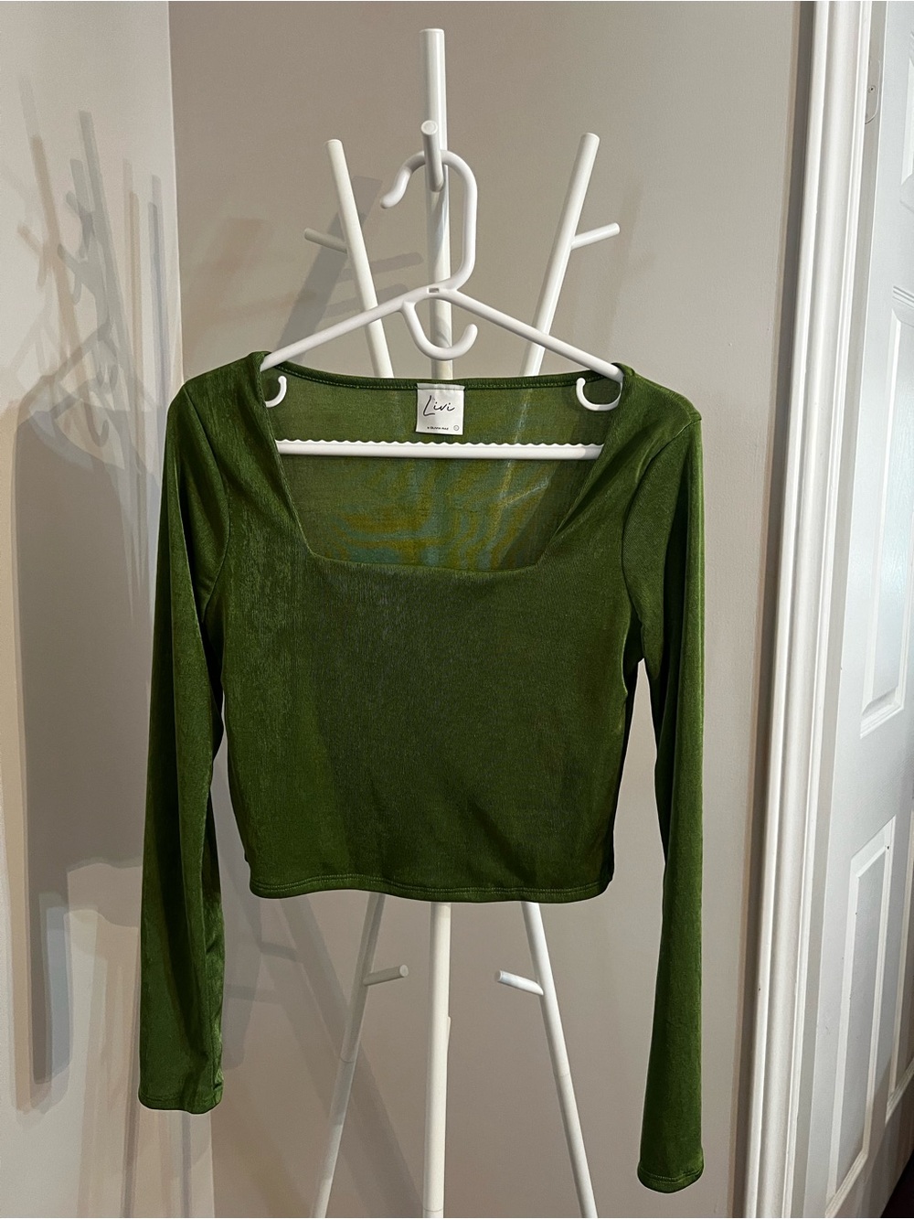 Olivia Rae Olive Green Long-Sleeve Square Neck Top